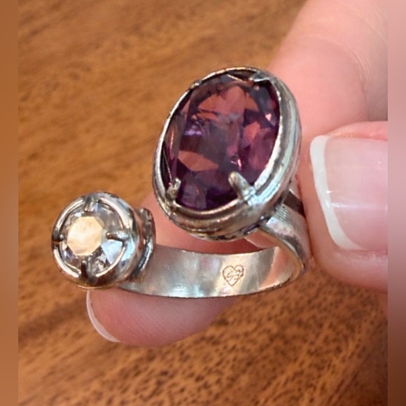 Brighton Purple & clear Swarovski crystal Faceted Statement Ring – Size 8 – GUC - Picture 3 of 9